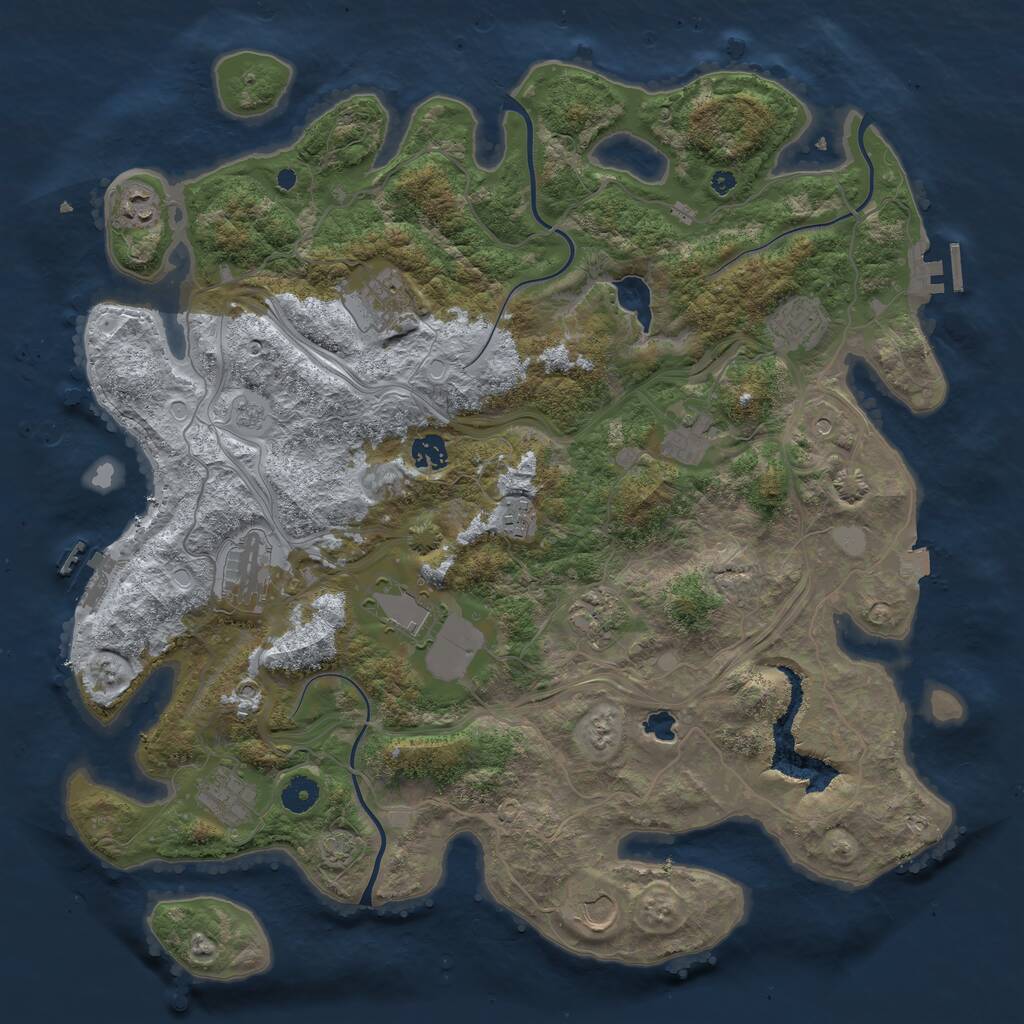 Rust Map: Procedural Map, Size: 4250, Seed: 891158446, 17 Monuments