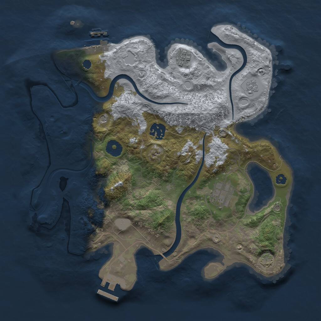 Rust Map: Procedural Map, Size: 3000, Seed: 20414, 9 Monuments