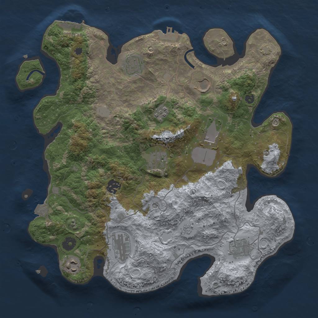 Rust Map: Procedural Map, Size: 3500, Seed: 90307631, 17 Monuments