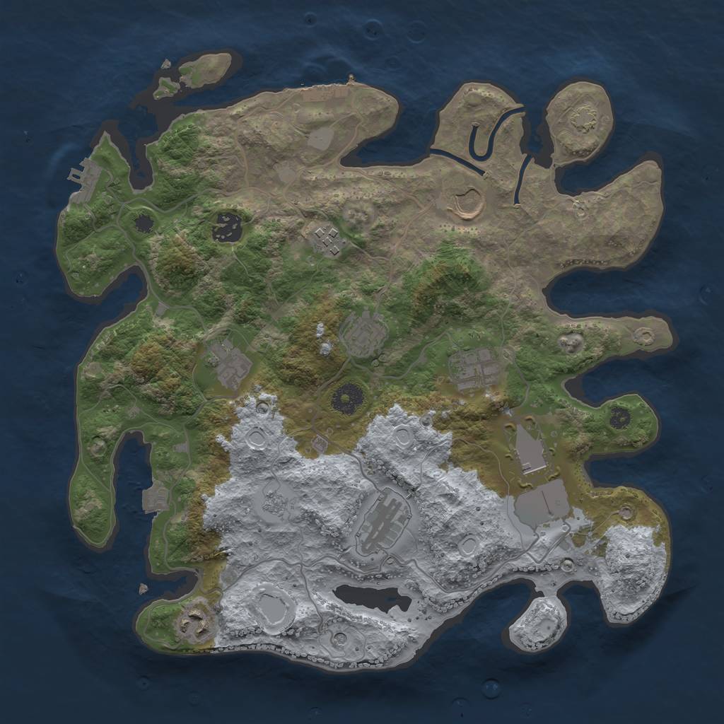Rust Map: Procedural Map, Size: 3500, Seed: 1948411072, 17 Monuments