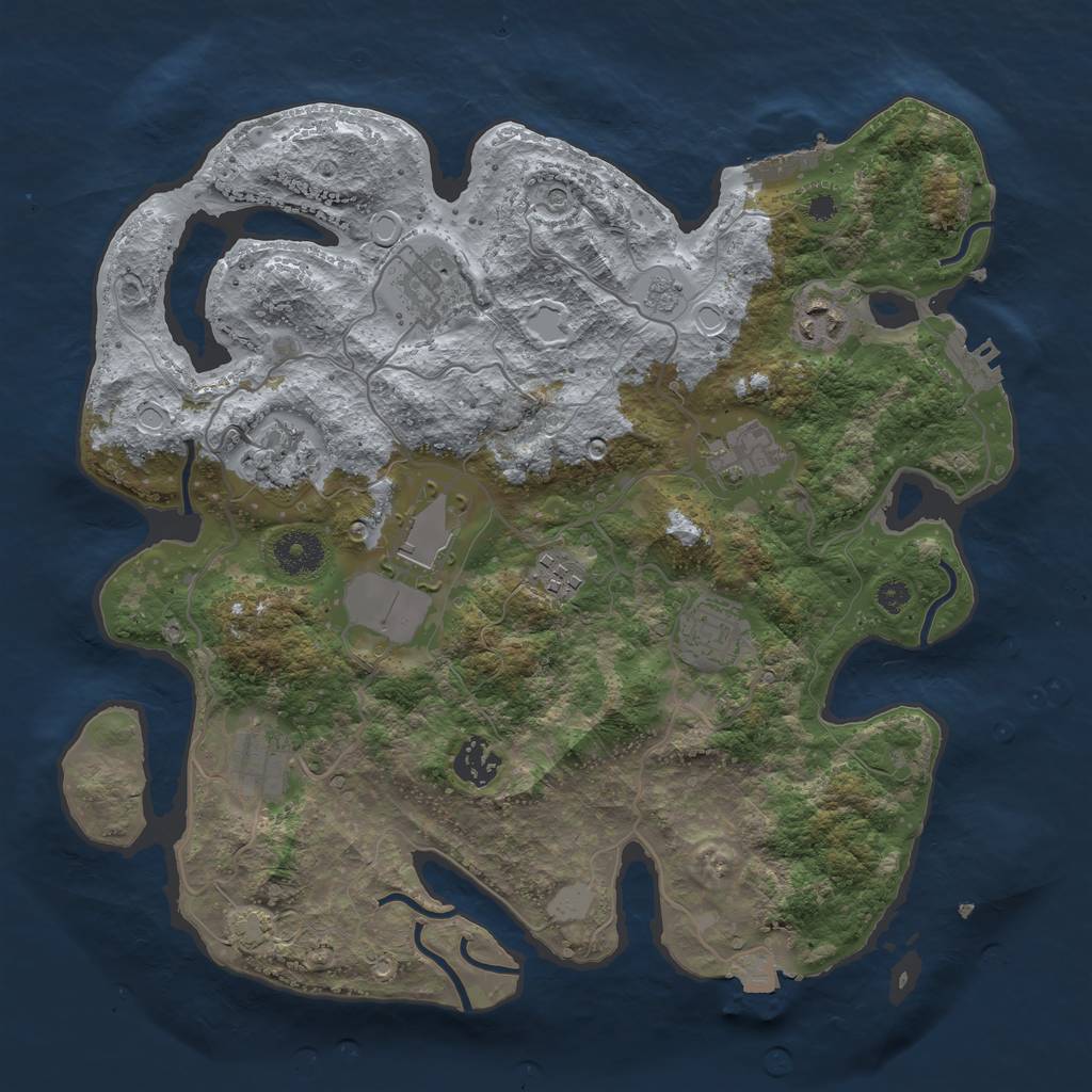 Rust Map: Procedural Map, Size: 3500, Seed: 672527595, 17 Monuments