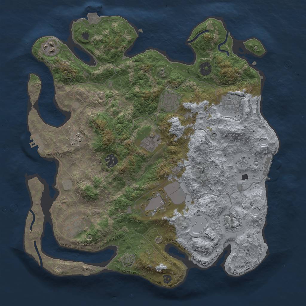 Rust Map: Procedural Map, Size: 3500, Seed: 212150242, 17 Monuments