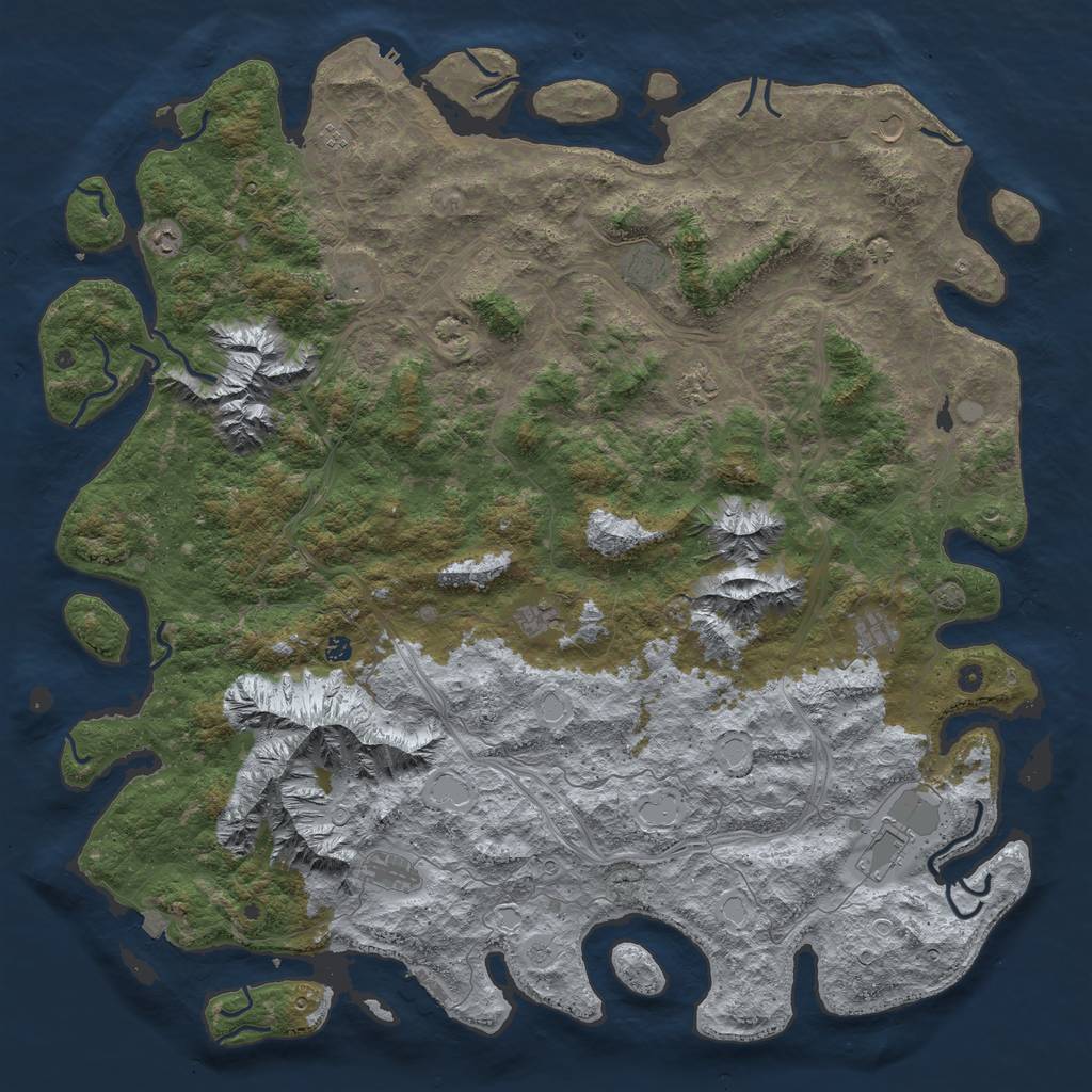 Rust Map: Procedural Map, Size: 6000, Seed: 1673646224, 19 Monuments