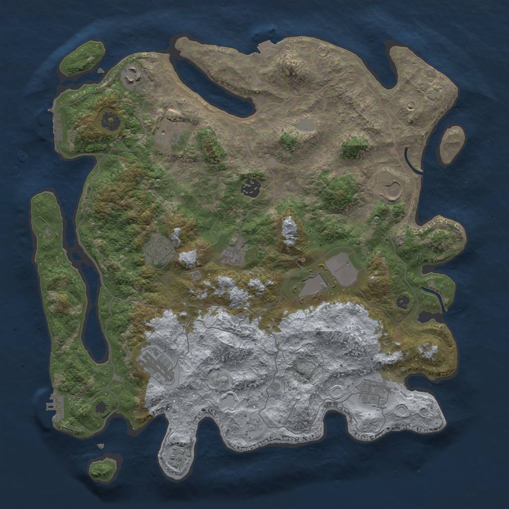 Rust Map: Procedural Map, Size: 4000, Seed: 535443788, 18 Monuments