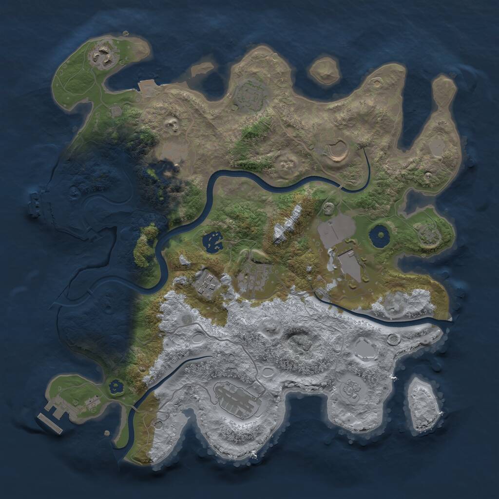 Rust Map: Procedural Map, Size: 3500, Seed: 2002549221, 15 Monuments