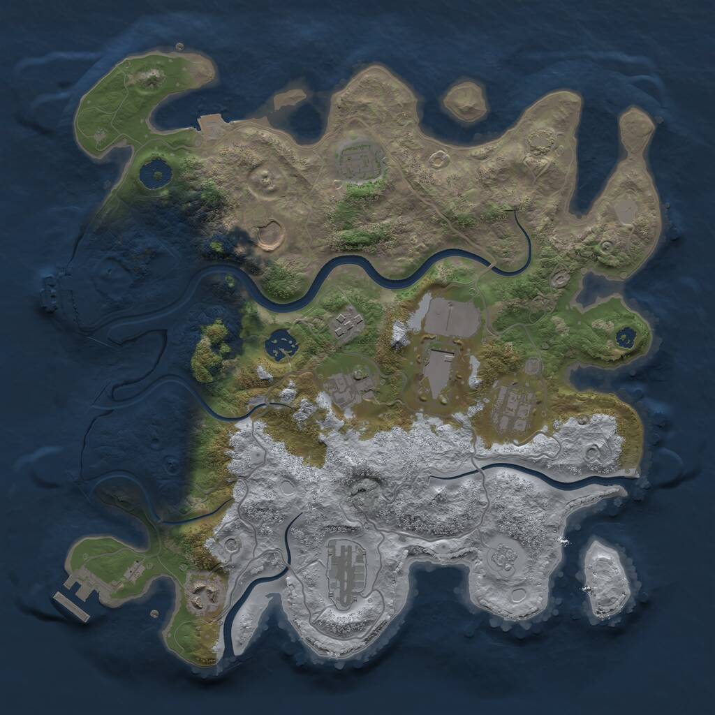Rust Map: Procedural Map, Size: 3500, Seed: 2002549221, 15 Monuments