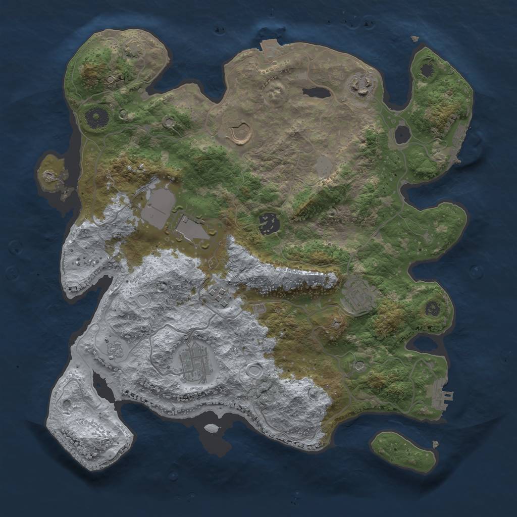 Rust Map: Procedural Map, Size: 3500, Seed: 2106584307, 15 Monuments