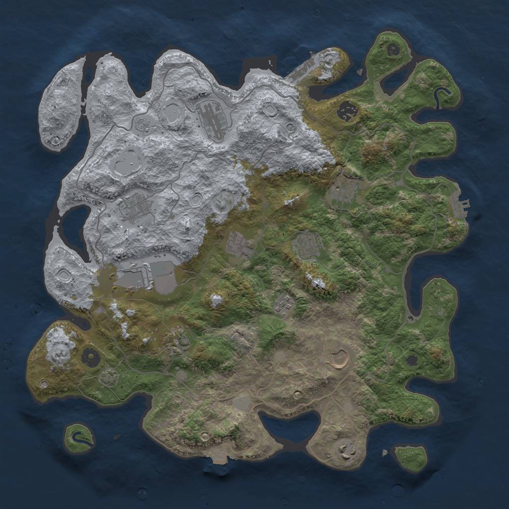 Rust Map: Procedural Map, Size: 4000, Seed: 656536956, 19 Monuments