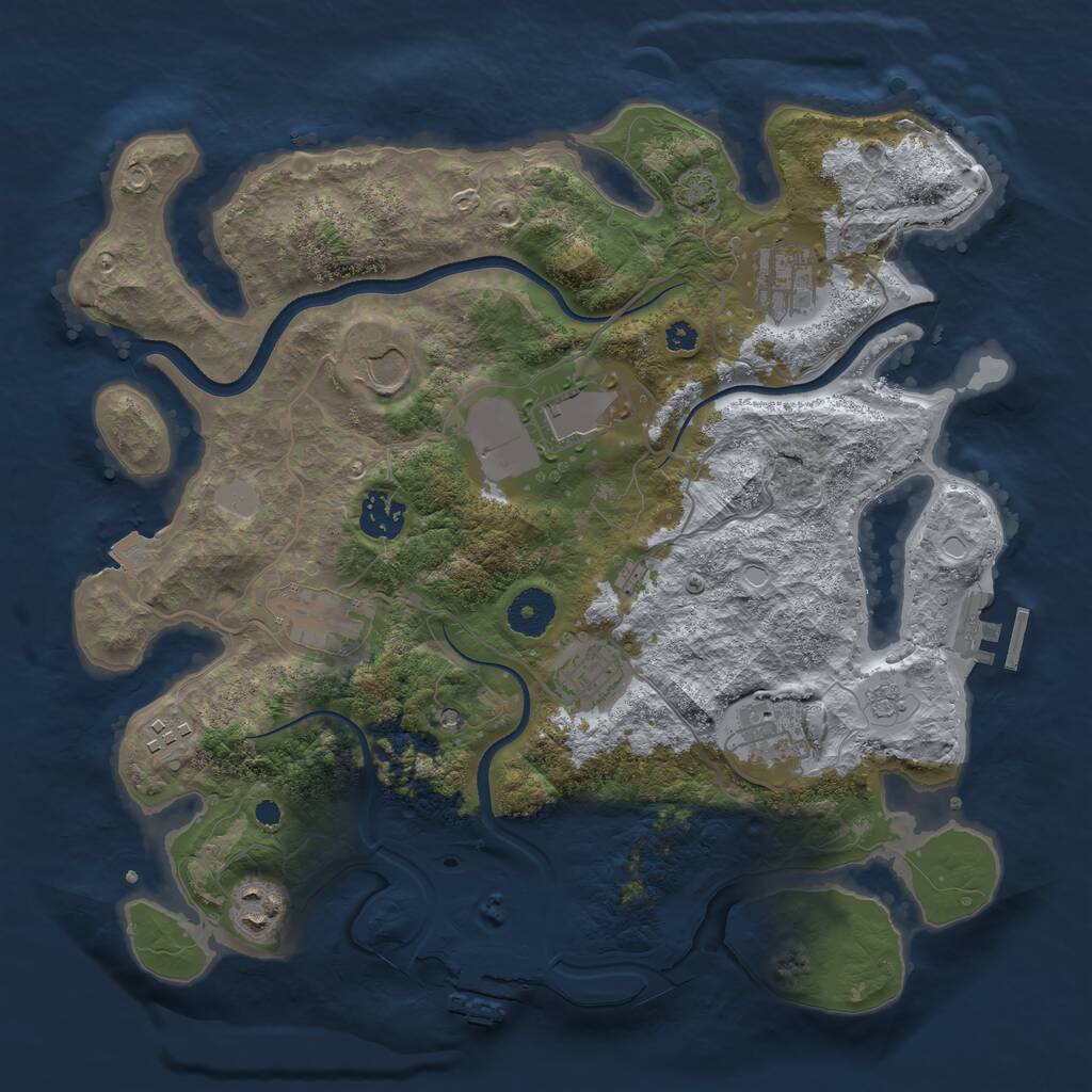 Rust Map: Procedural Map, Size: 3500, Seed: 822193, 15 Monuments