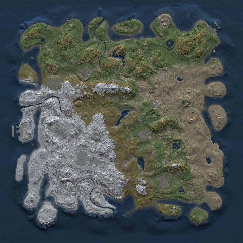 Rust Map: Procedural Map, Size: 4500, Seed: 955275889, 16 Monuments