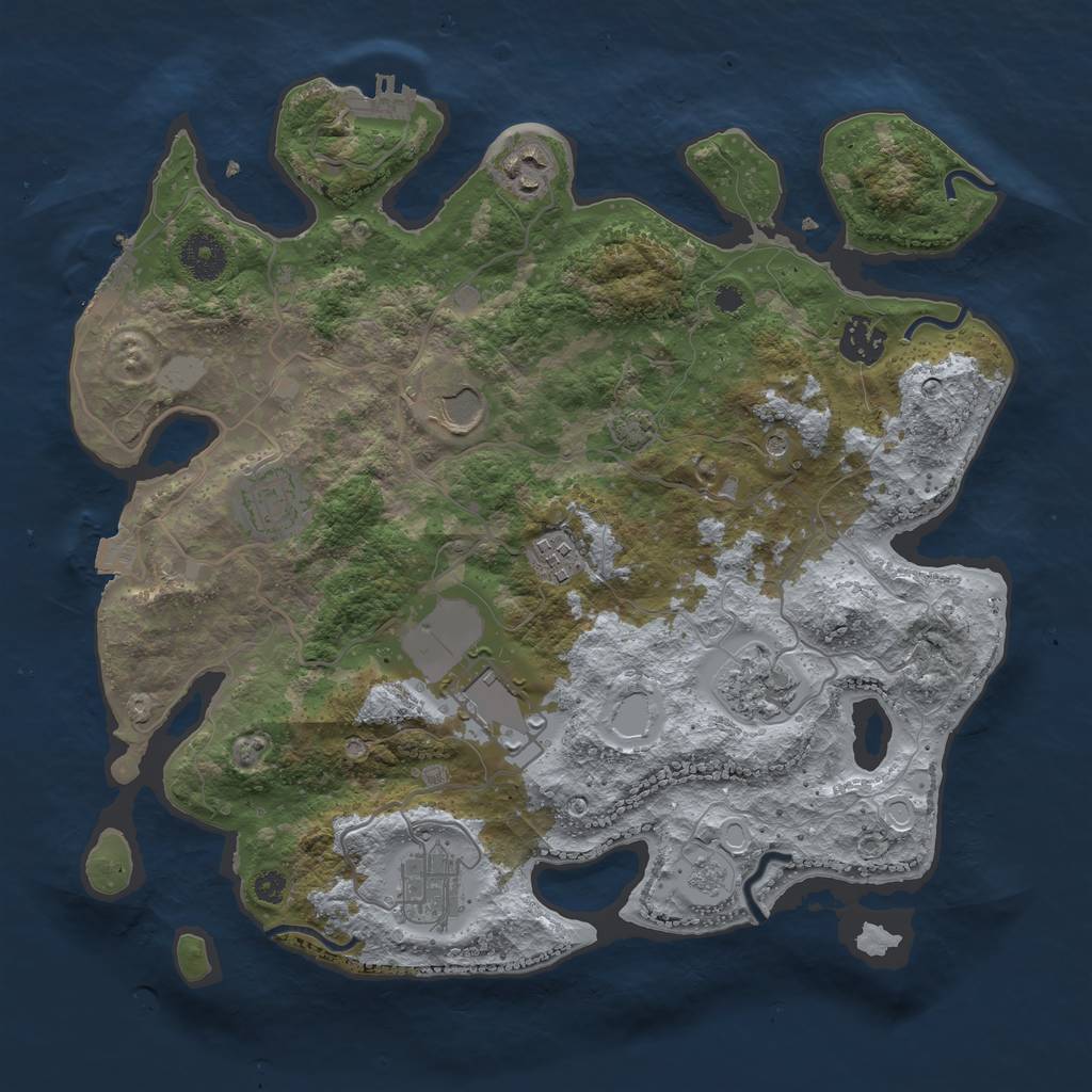 Rust Map: Procedural Map, Size: 3500, Seed: 88599760, 16 Monuments