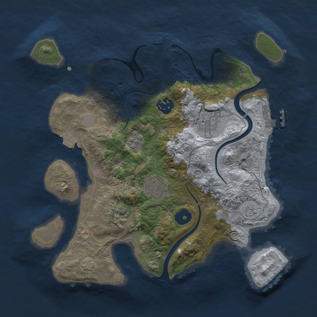 Rust Map: Procedural Map, Size: 3000, Seed: 734501, 10 Monuments
