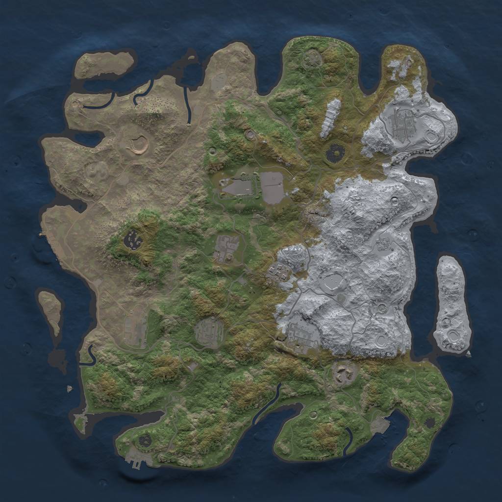 Rust Map: Procedural Map, Size: 4000, Seed: 1491972191, 18 Monuments