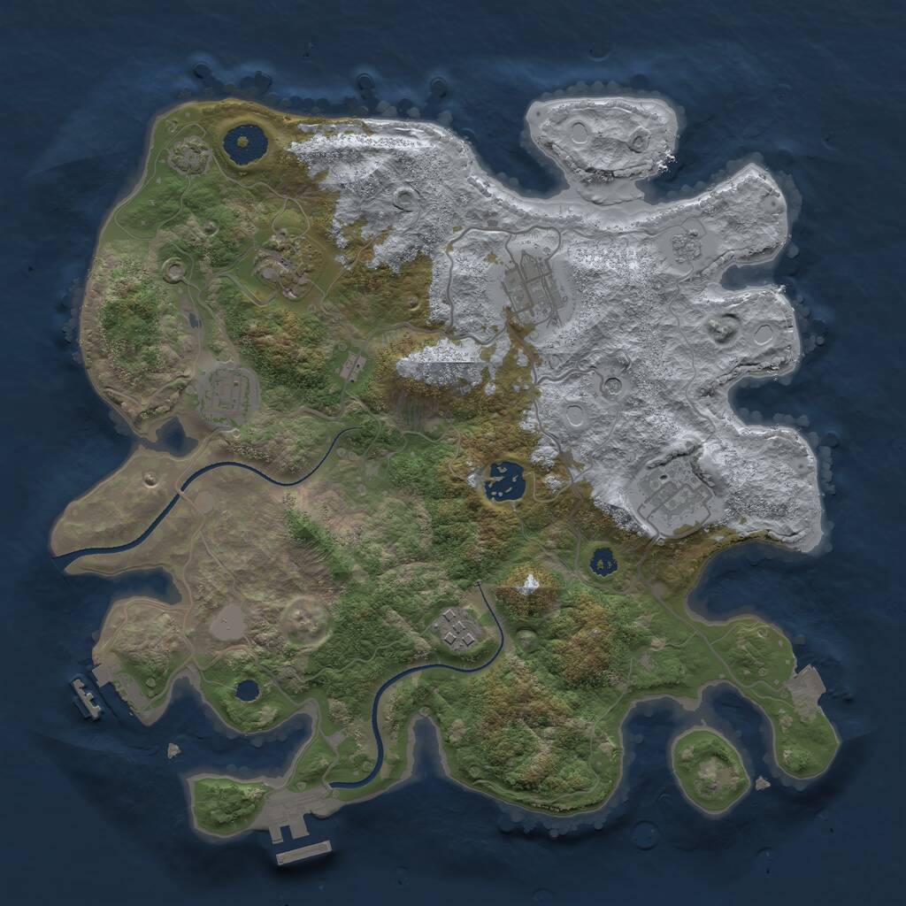 Rust Map: Procedural Map, Size: 3300, Seed: 2011902925, 12 Monuments