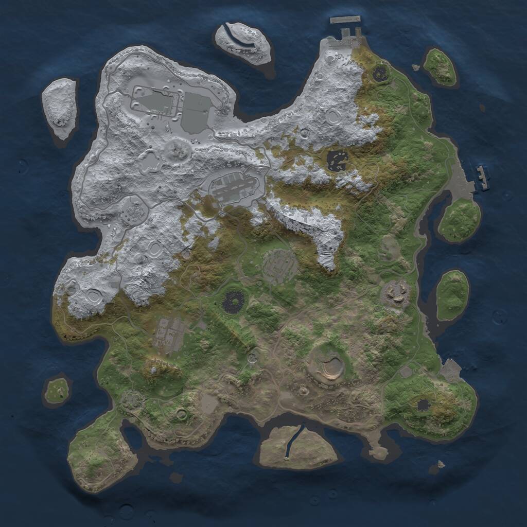 Rust Map: Procedural Map, Size: 3500, Seed: 220373211, 13 Monuments