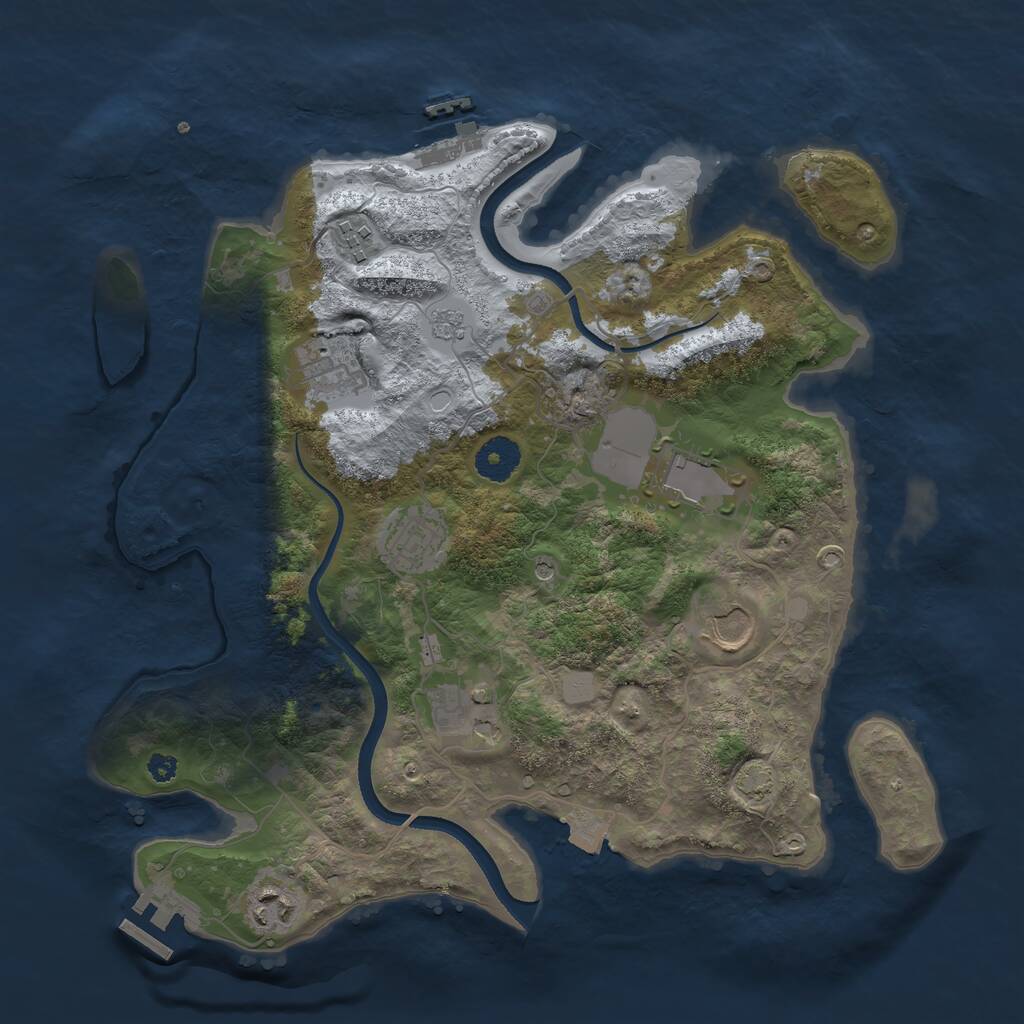 Rust Map: Procedural Map, Size: 3500, Seed: 984840584, 13 Monuments