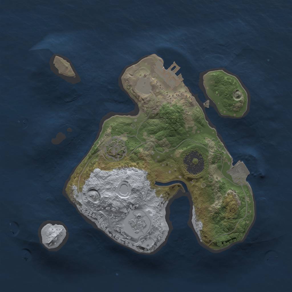 Rust Map: Procedural Map, Size: 2000, Seed: 1694650592, 6 Monuments