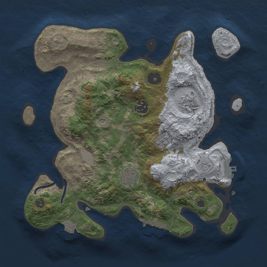 Rust Map: Procedural Map, Size: 3000, Seed: 21939, 12 Monuments