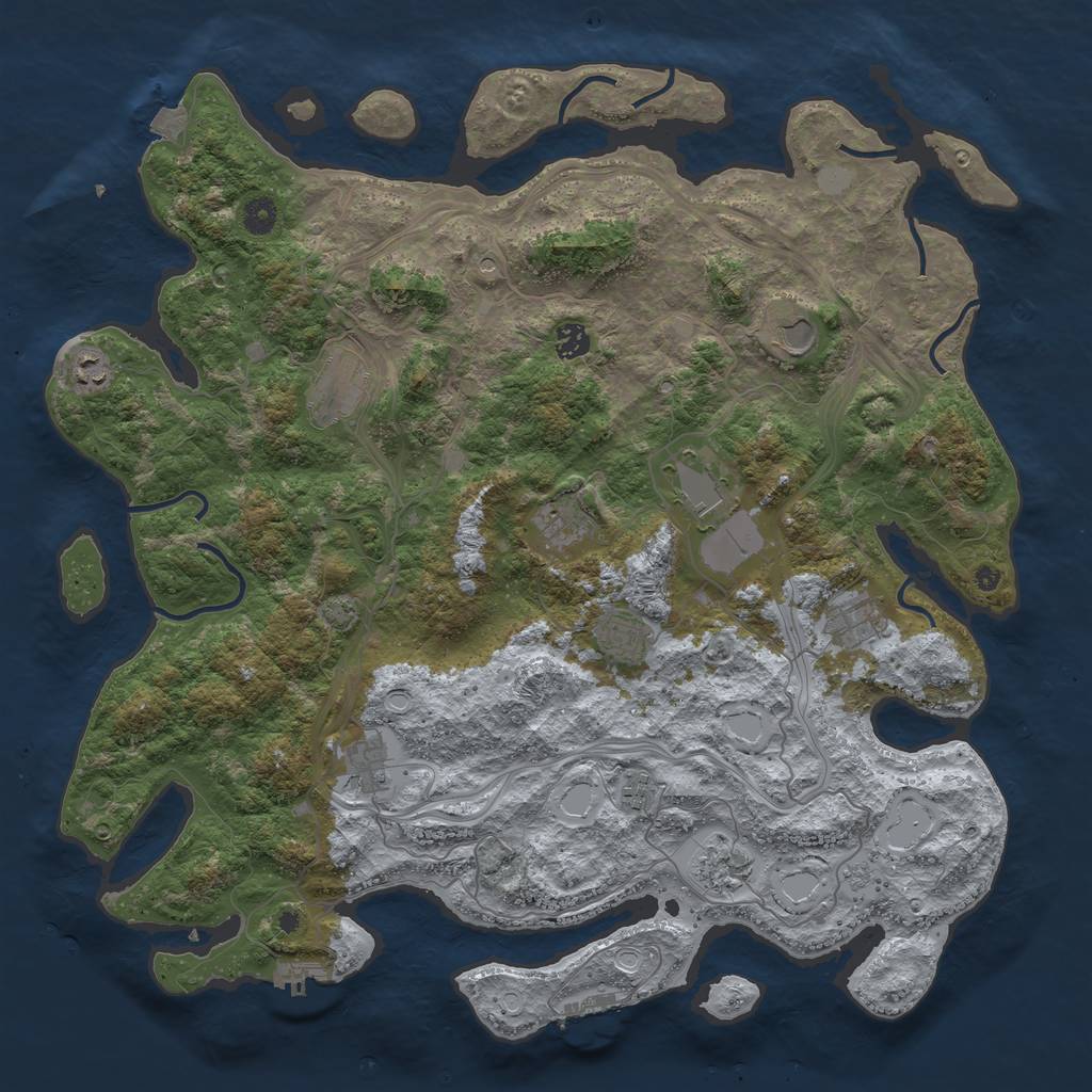 Rust Map: Procedural Map, Size: 4500, Seed: 554223, 19 Monuments