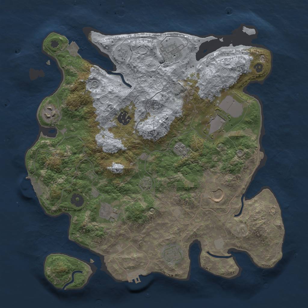 Rust Map: Procedural Map, Size: 3500, Seed: 168356022, 16 Monuments