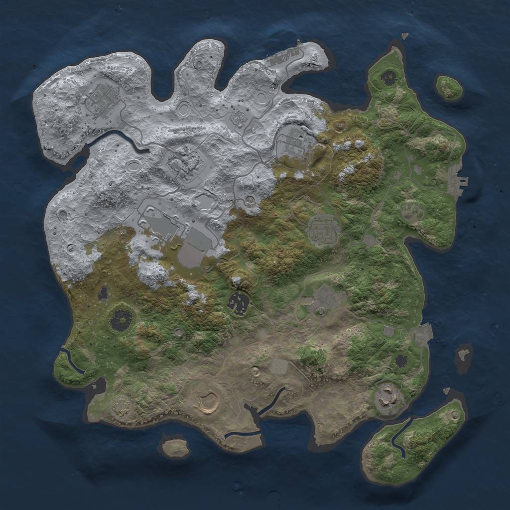 Rust Map: Procedural Map, Size: 3550, Seed: 53755894, 17 Monuments
