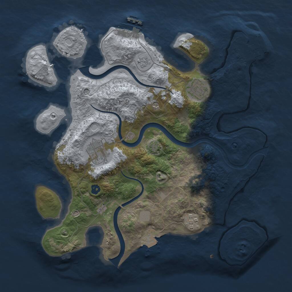 Rust Map: Procedural Map, Size: 3000, Seed: 97195901, 9 Monuments