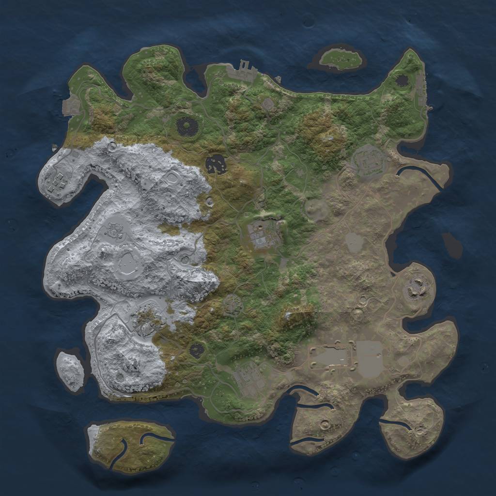 Rust Map: Procedural Map, Size: 3500, Seed: 65482, 16 Monuments
