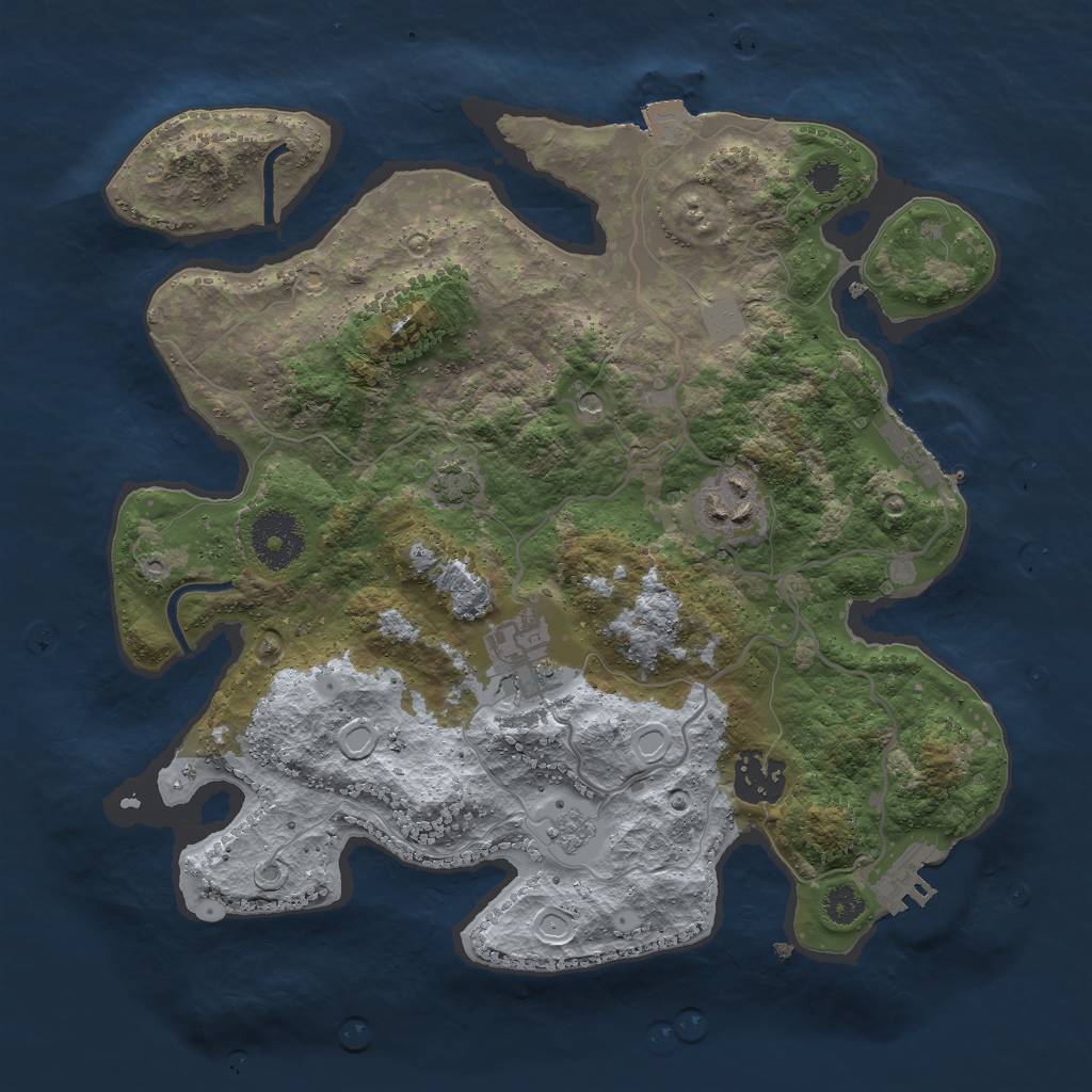Rust Map: Procedural Map, Size: 3000, Seed: 7525, 11 Monuments