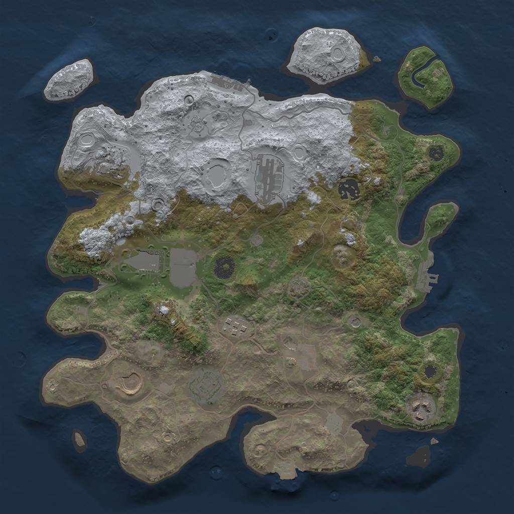 Rust Map: Procedural Map, Size: 3500, Seed: 1469993975, 17 Monuments
