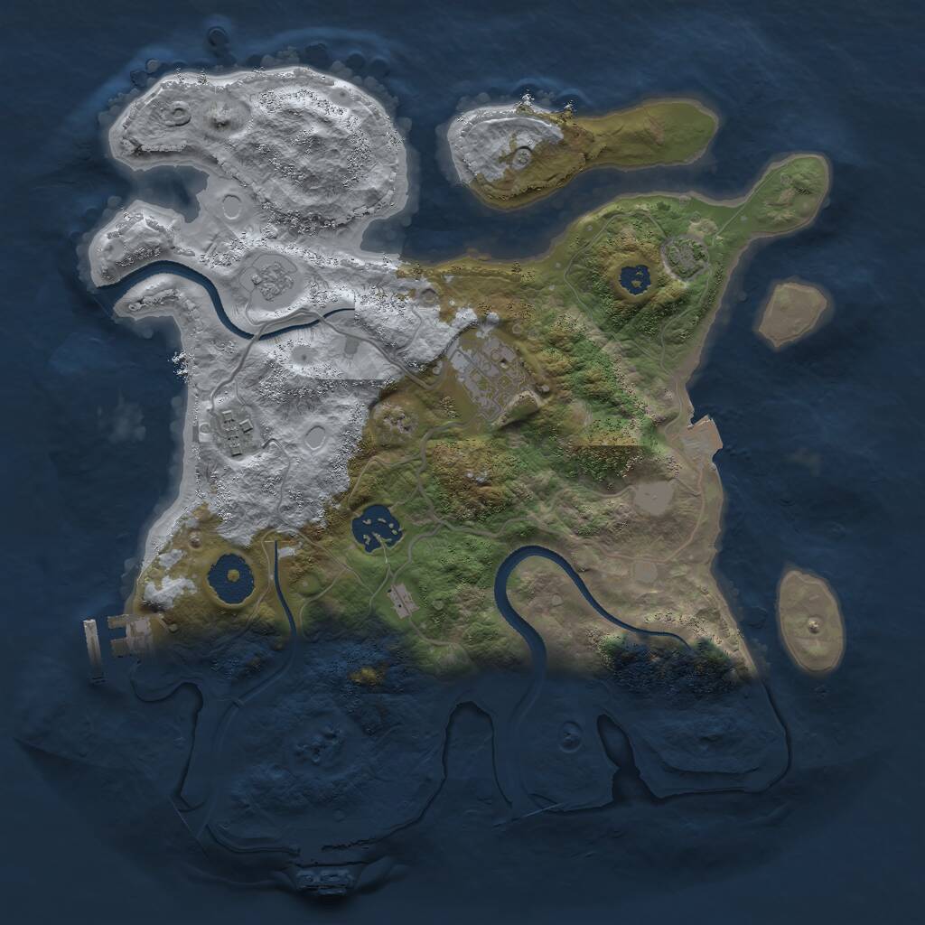 Rust Map: Procedural Map, Size: 3000, Seed: 12945, 8 Monuments