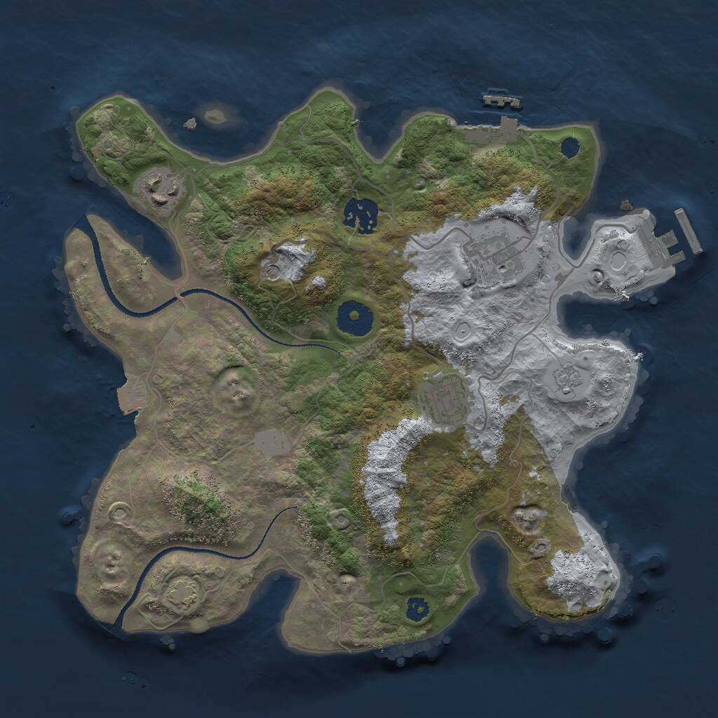 Rust Map: Procedural Map, Size: 3000, Seed: 18655, 10 Monuments