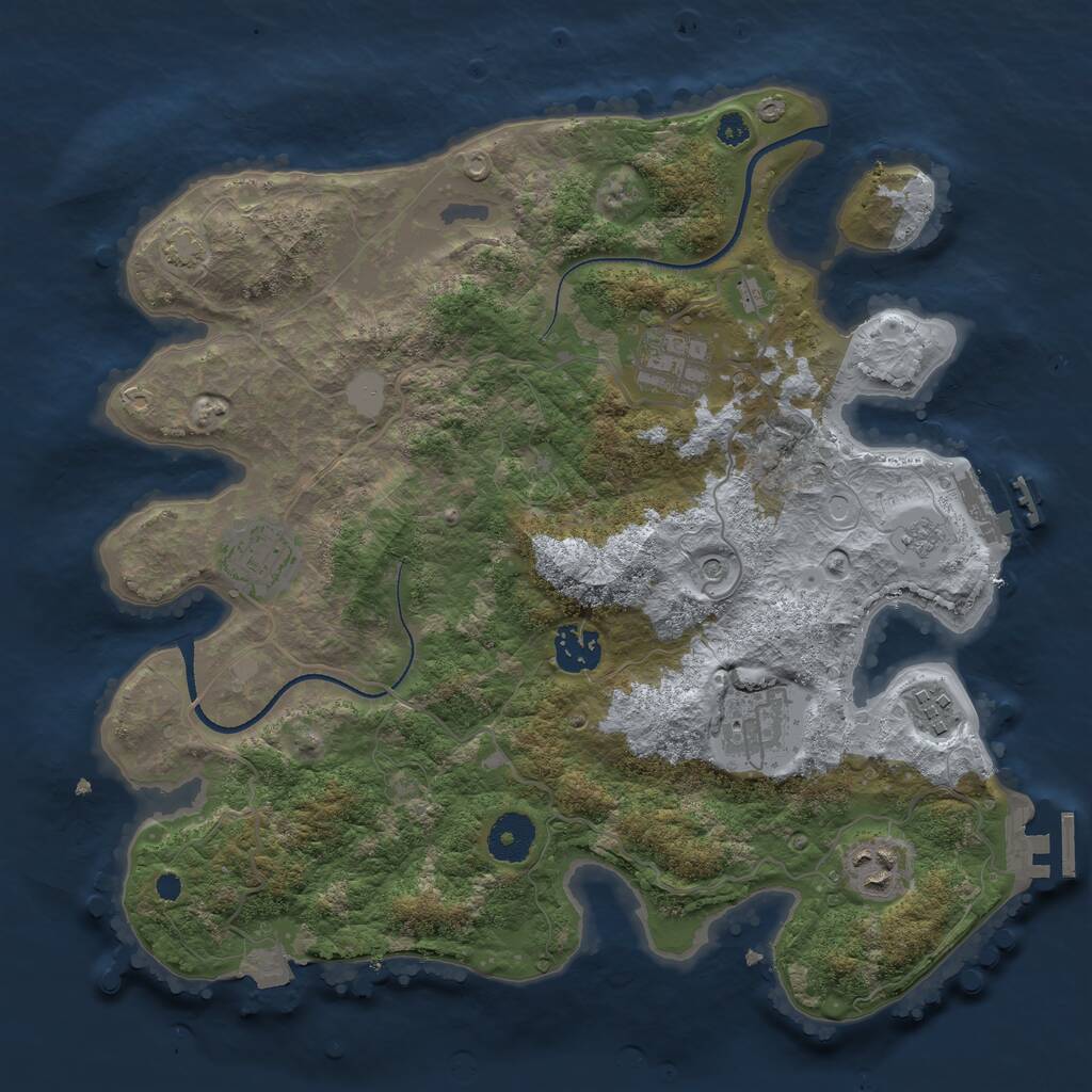 Rust Map: Procedural Map, Size: 3400, Seed: 33689485, 12 Monuments