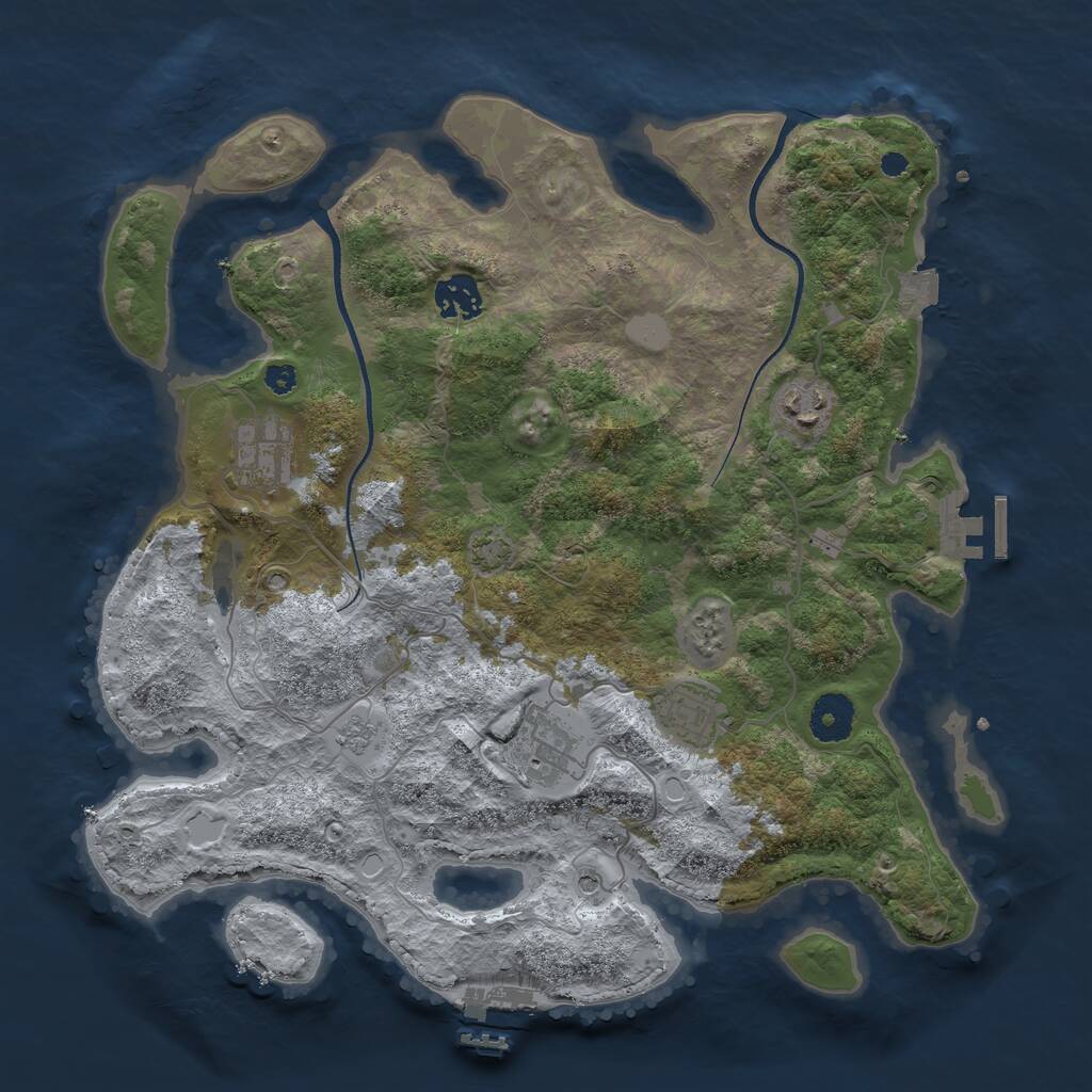 Rust Map: Procedural Map, Size: 3500, Seed: 1218144292, 11 Monuments