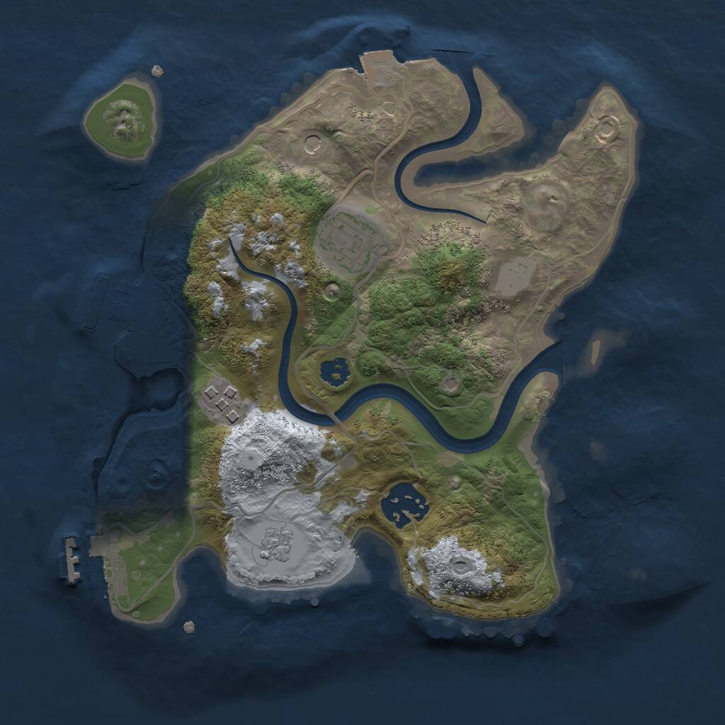 Rust Map: Procedural Map, Size: 2500, Seed: 1039248152, 8 Monuments