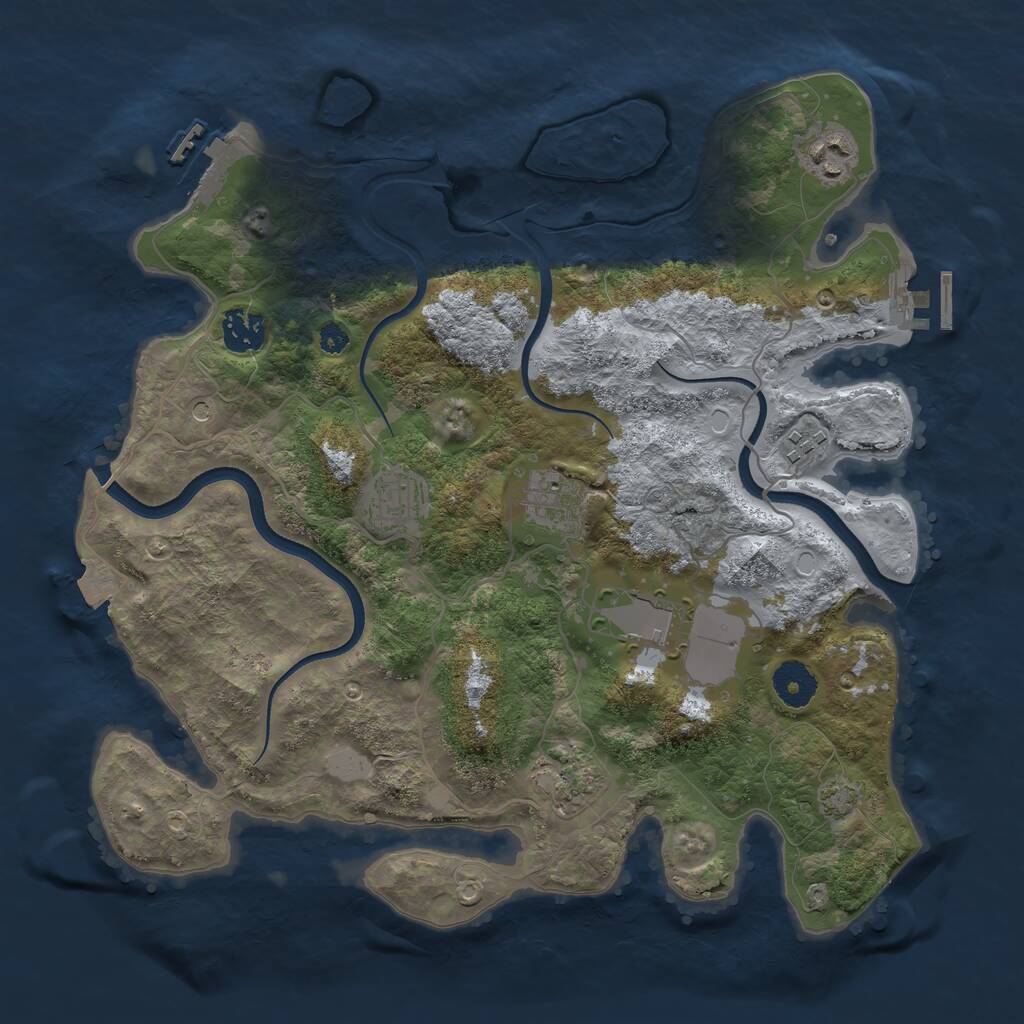 Rust Map: Procedural Map, Size: 3500, Seed: 533162802, 12 Monuments