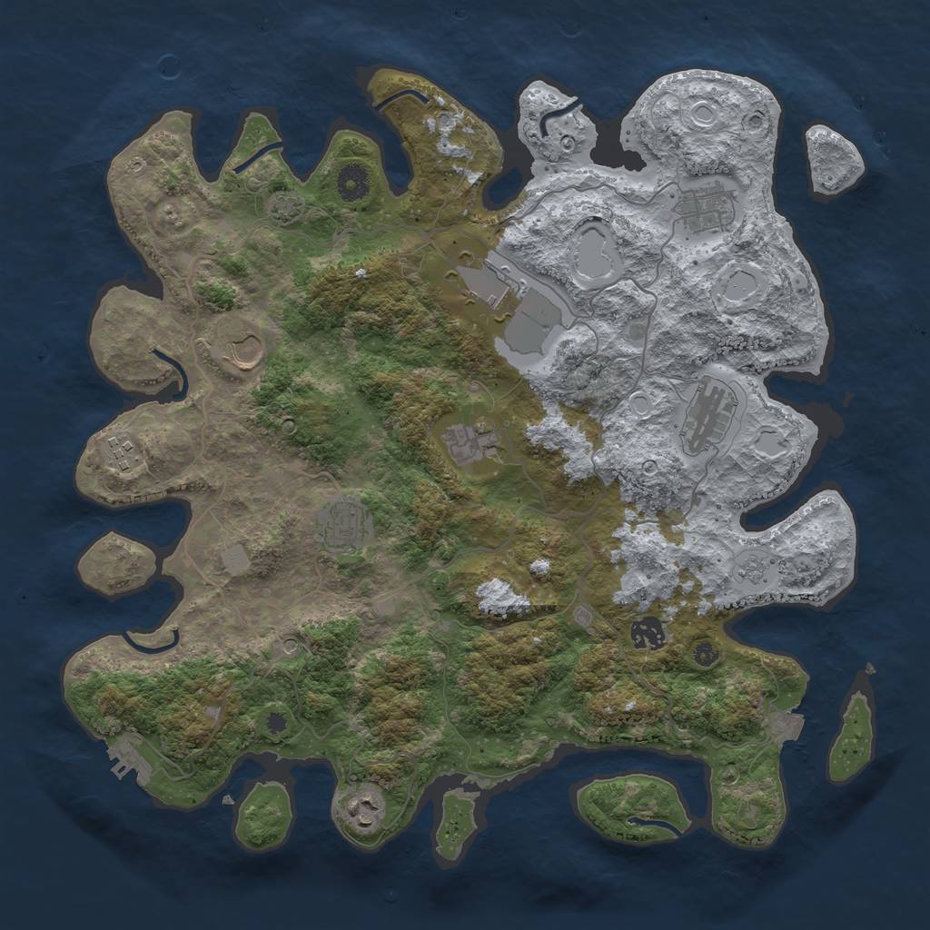 Rust Map: Procedural Map, Size: 4000, Seed: 1071436785, 16 Monuments