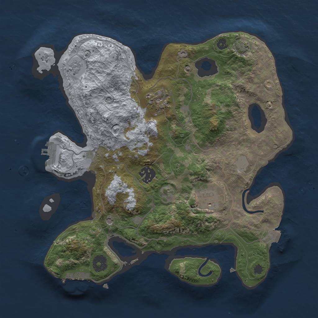 Rust Map: Procedural Map, Size: 3000, Seed: 1044262814, 11 Monuments