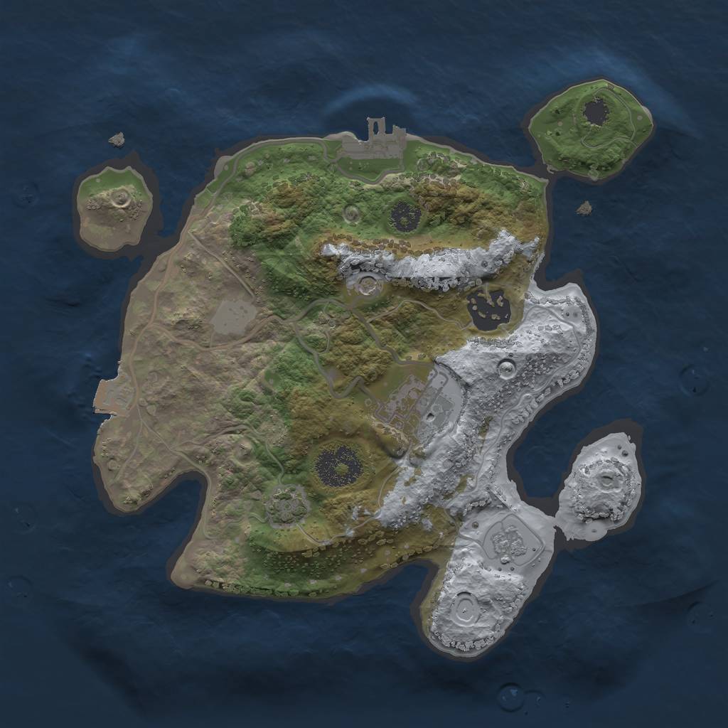 Rust Map: Procedural Map, Size: 2500, Seed: 628990246, 9 Monuments