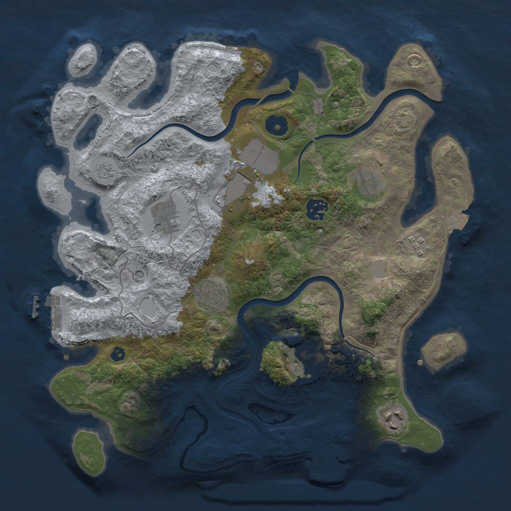 Rust Map: Procedural Map, Size: 3500, Seed: 4561516, 14 Monuments