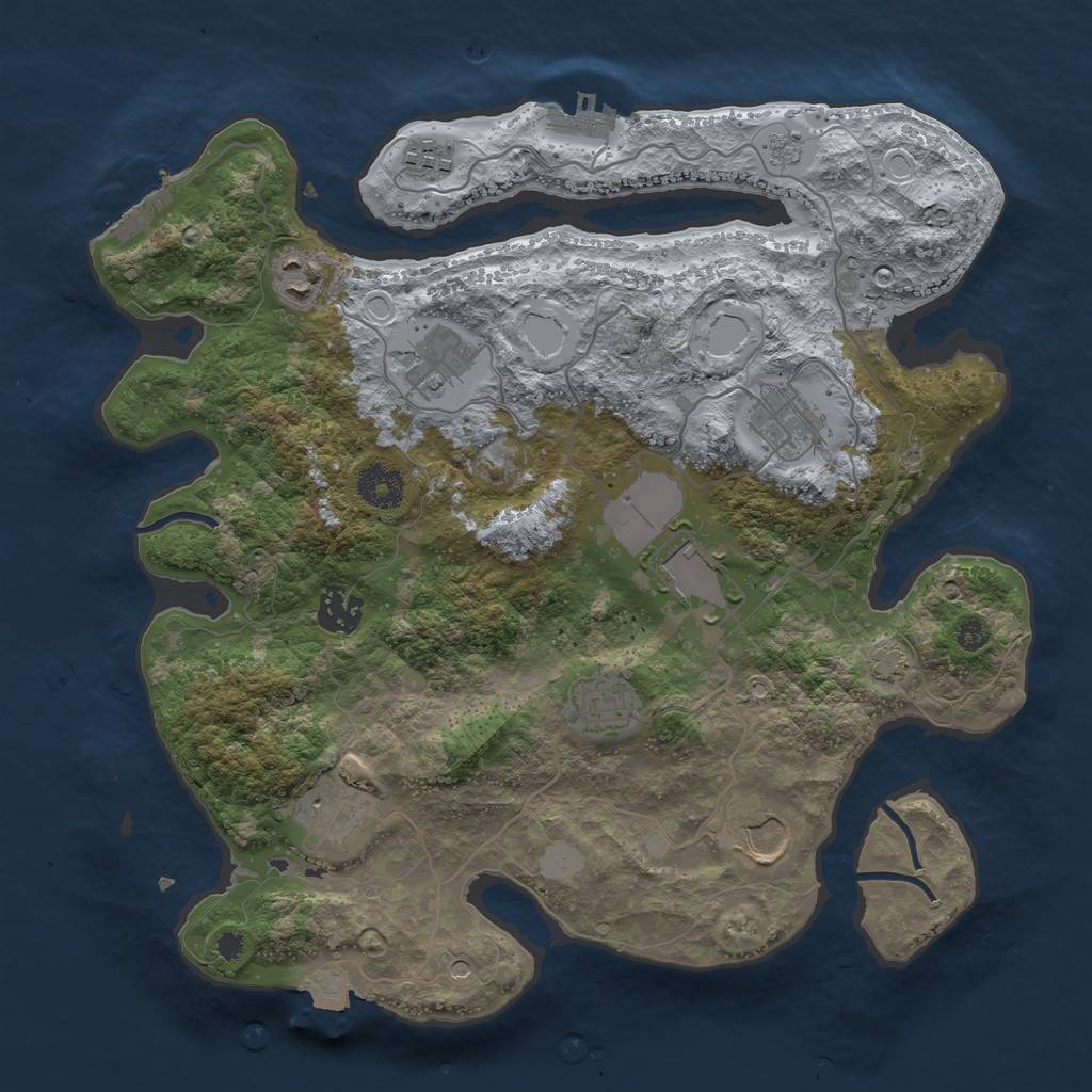 Rust Map: Procedural Map, Size: 3500, Seed: 8732, 17 Monuments