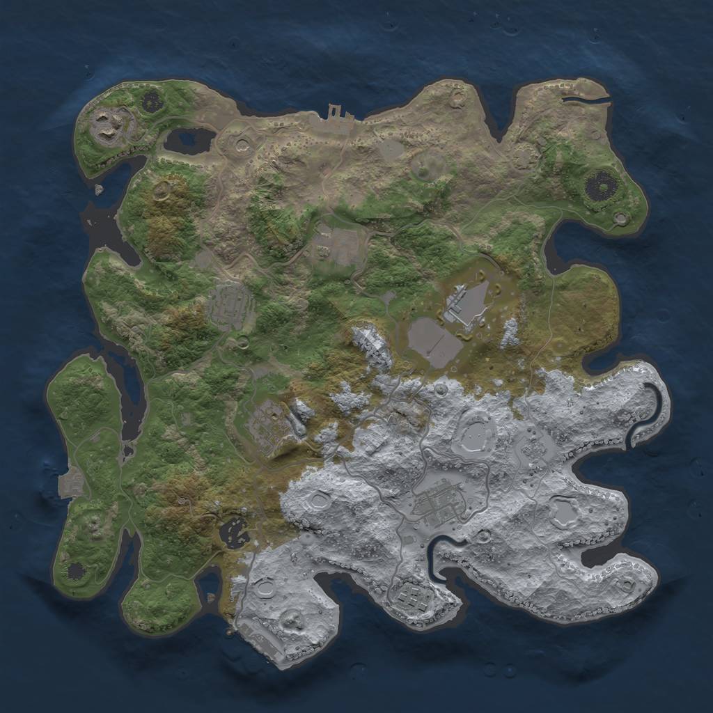 Rust Map: Procedural Map, Size: 3500, Seed: 194146811, 16 Monuments
