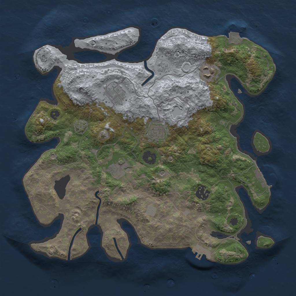 Rust Map: Procedural Map, Size: 3250, Seed: 1138949612, 13 Monuments
