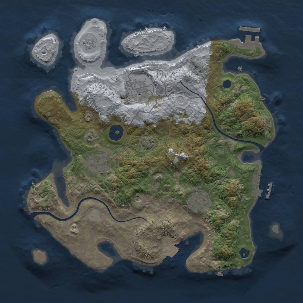 Rust Map: Procedural Map, Size: 3000, Seed: 22501, 9 Monuments