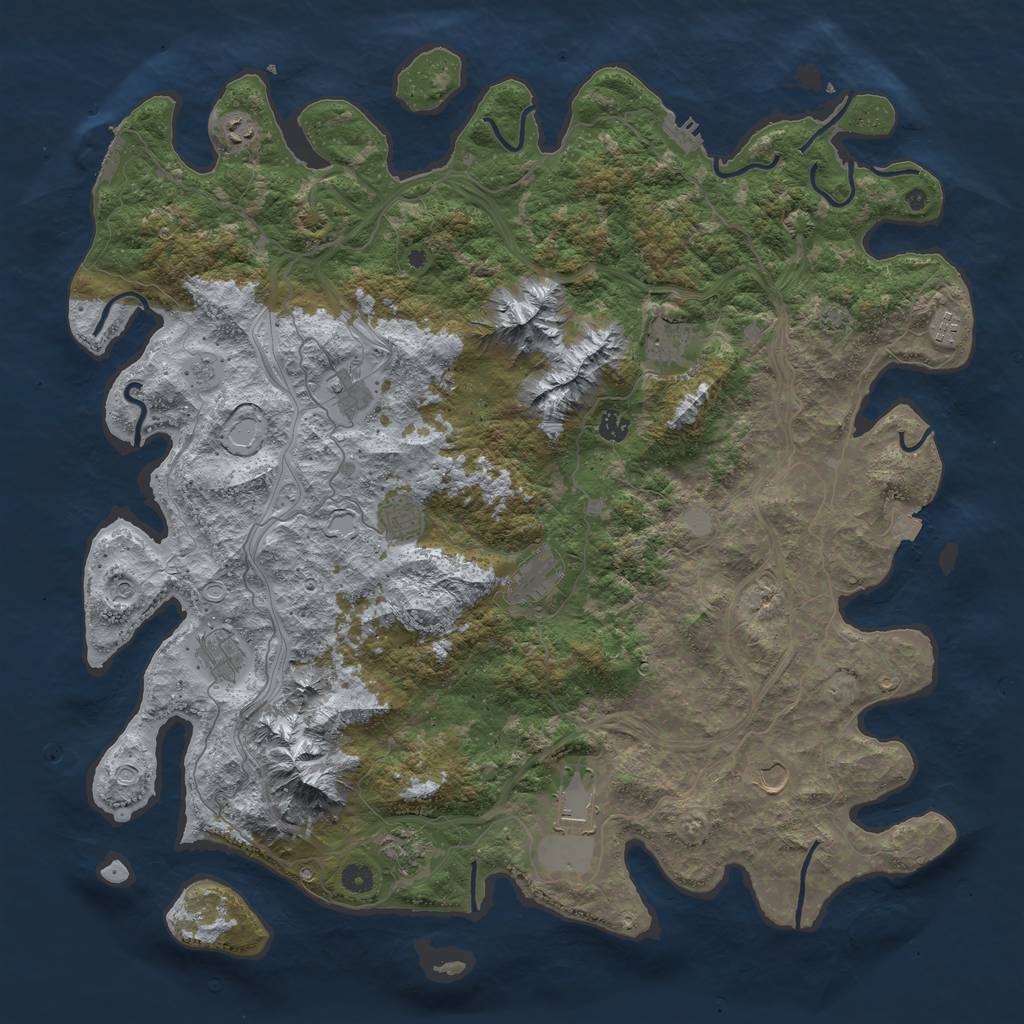 Rust Map: Procedural Map, Size: 5000, Seed: 1461373338, 19 Monuments