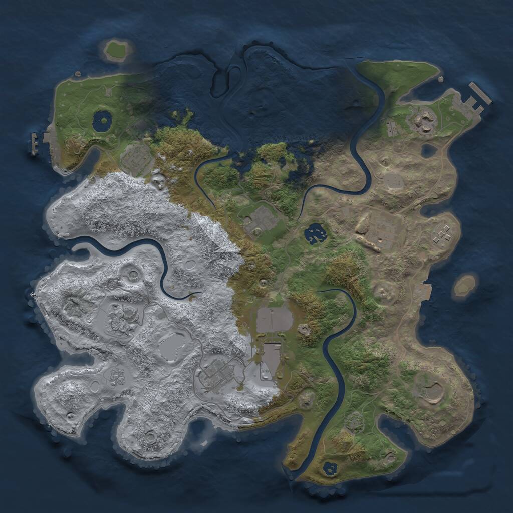 Rust Map: Procedural Map, Size: 3650, Seed: 8030064, 16 Monuments