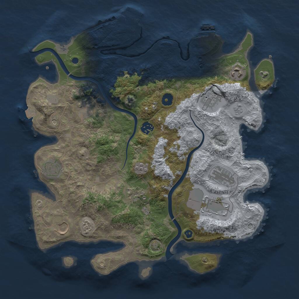 Rust Map: Procedural Map, Size: 3750, Seed: 258718125, 16 Monuments