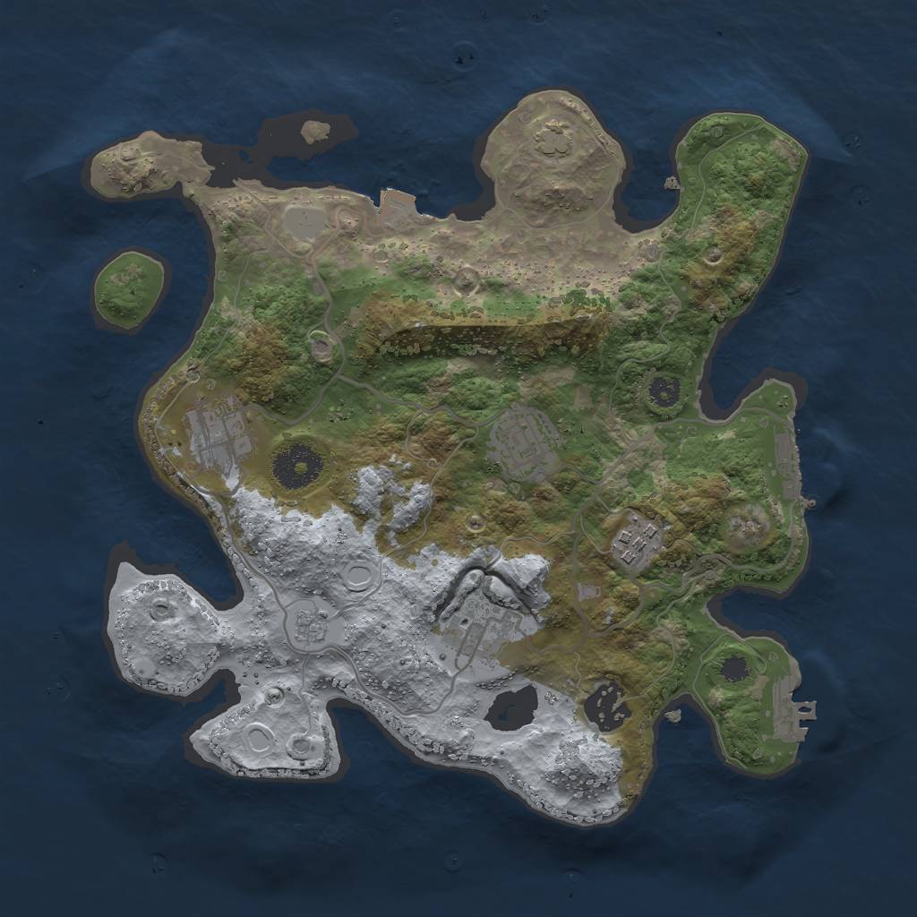 Rust Map: Procedural Map, Size: 3000, Seed: 142871907, 12 Monuments
