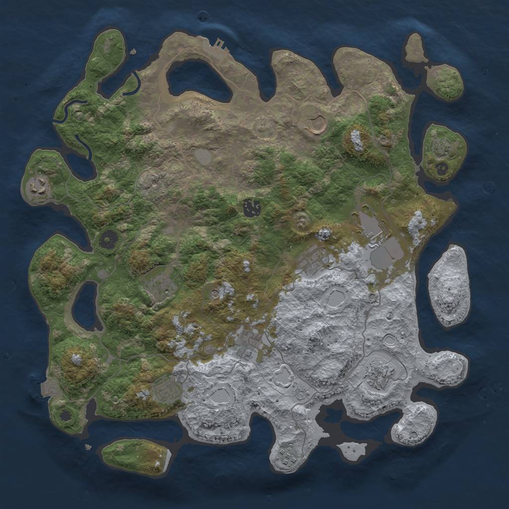 Rust Map: Procedural Map, Size: 4000, Seed: 1841177337, 17 Monuments