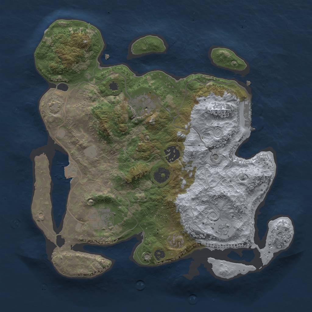 Rust Map: Procedural Map, Size: 3000, Seed: 31430, 10 Monuments