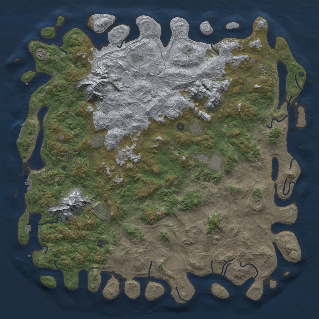 Rust Map: Procedural Map, Size: 6000, Seed: 633366808, 19 Monuments